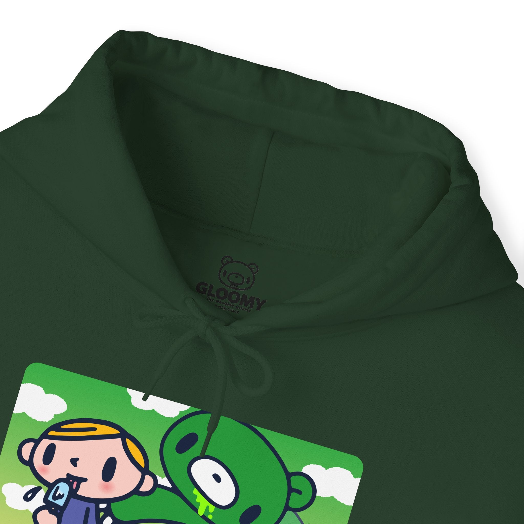 Sneak Up Green Gloomy Bear Hooded Sweatshirt